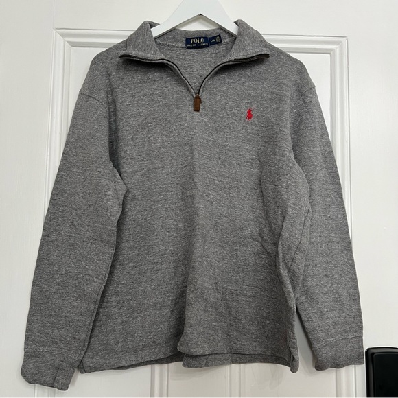Vintage Polo Ralph Lauren Grey 1/4 Zip Quarter Sweater Size L - Picture 3 of 7